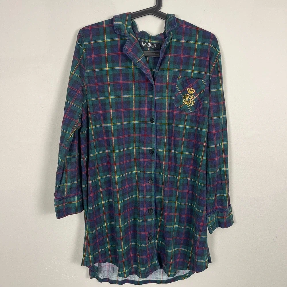 Men's Polo Ralph Lauren Plaid‎ Cotton Pajama Shirt Size M